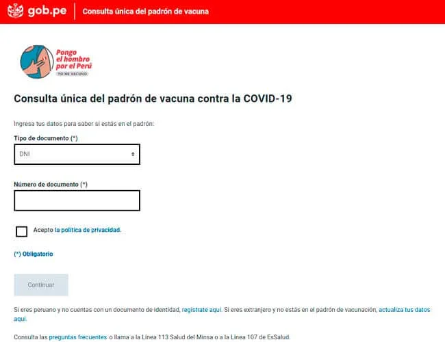 Padrón de vacunación